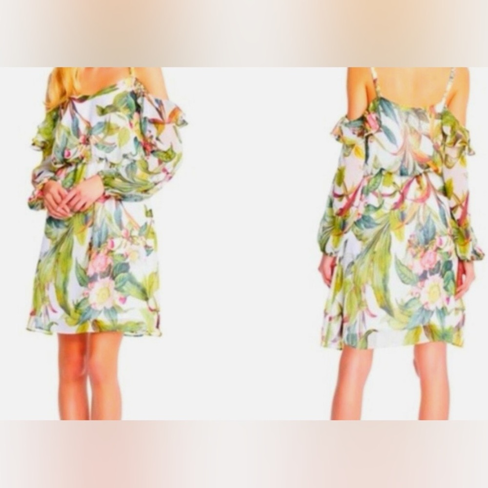 Adrianna Papell Cold Shoulder Ruffle Floral Mini Dress - Picture 3 of 9